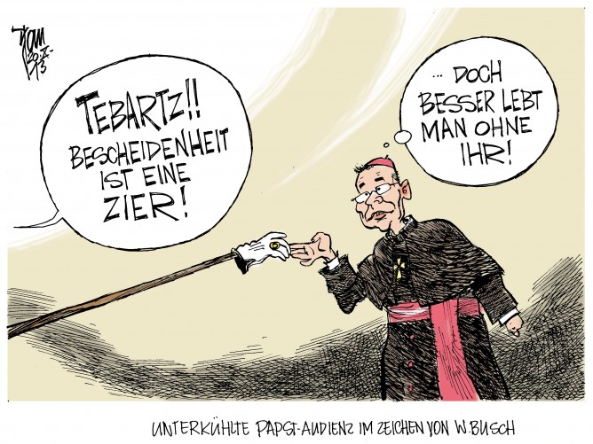 Limburger Bischof Tebartz-van Elst: Treffen mit Papst Franziskus in Sachen Verschwendung - im Zeichen von Wilhelm Busch